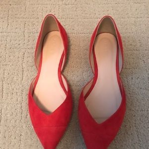 J Crew Red Suede Flats Size 6.5